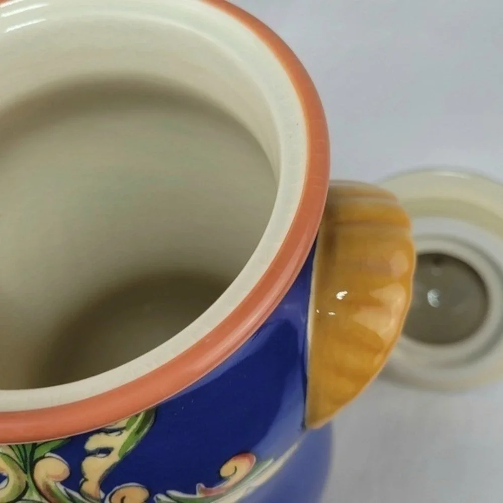 Pfaltzgraff Villa della Luna Pasta Canister Blue Ceramic Jar Jana Kolpen 14.5in